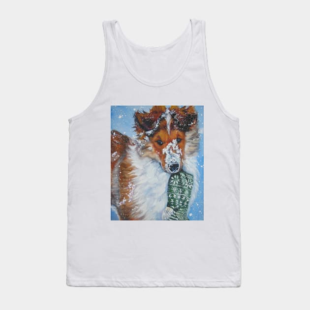 Collie Christmas Fine Art Painting Tank Top by LASHEPARD